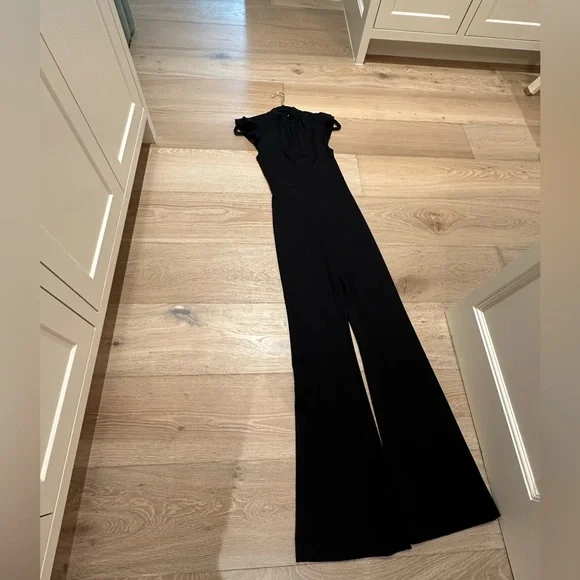 Amanda Uprichard Davina Black Ruffle Sleeve Jumpsuit XS - Picture 5 of 13